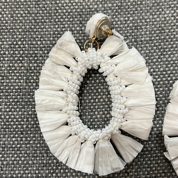 Raffia stud, drop loop earrings - Picture 2 of 2